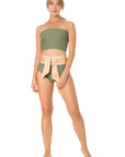 Leia Solid Two Piece - Olive Green