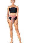 Leia Solid Two Piece - Black/Pink