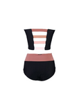 Leia Solid Two Piece - Black/Pink
