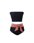 Leia Solid Two Piece - Black/Pink