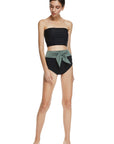 Leia Solid Two Piece (Black/Green)