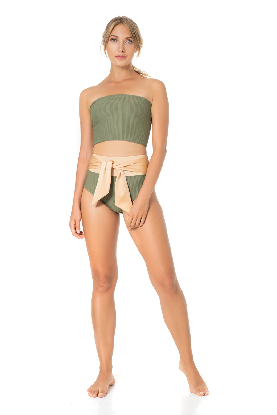 Leia Solid Two Piece - Olive Green