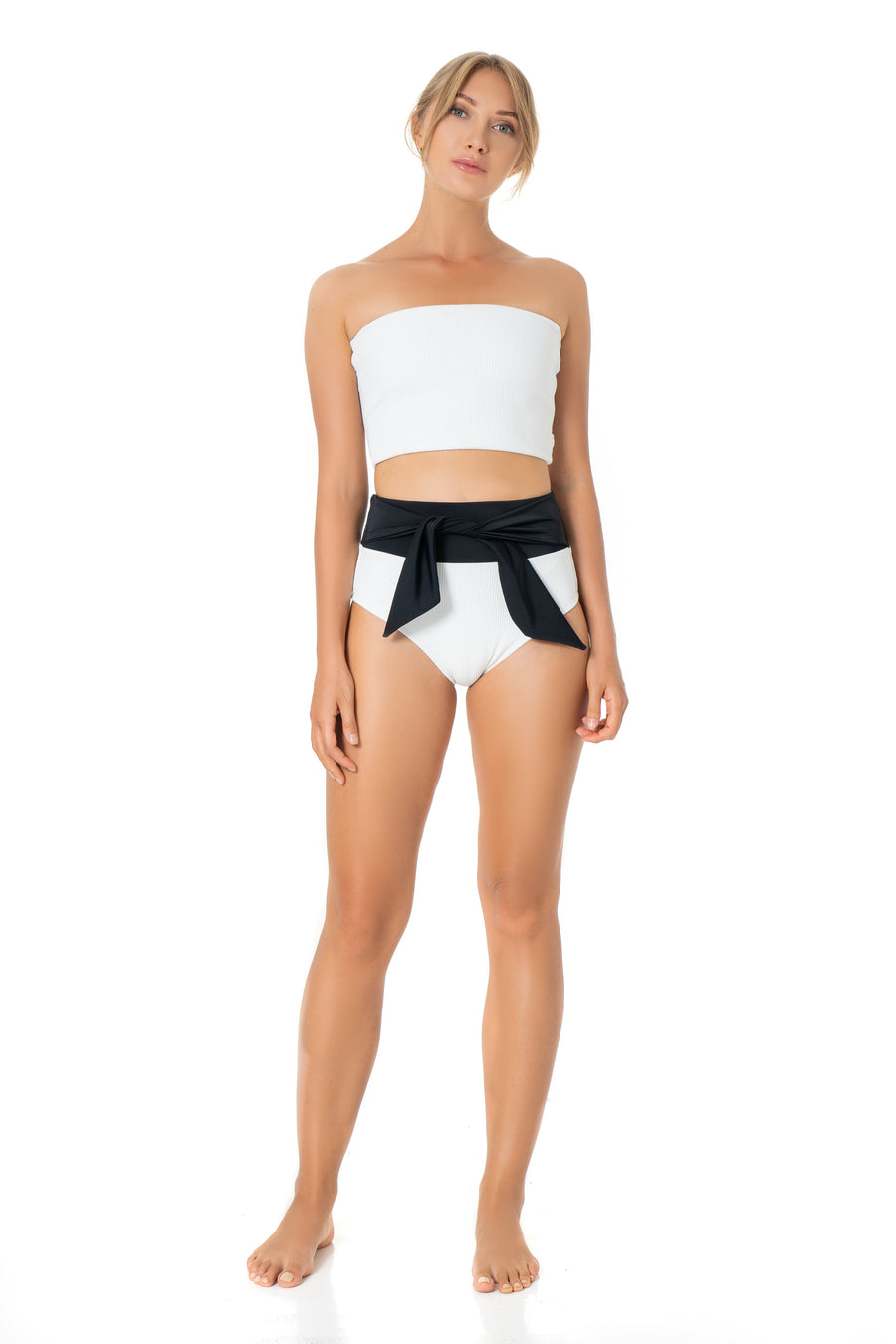 Leia Solid Two Piece - White/Black