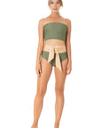 Leia Solid Two Piece - Olive Green