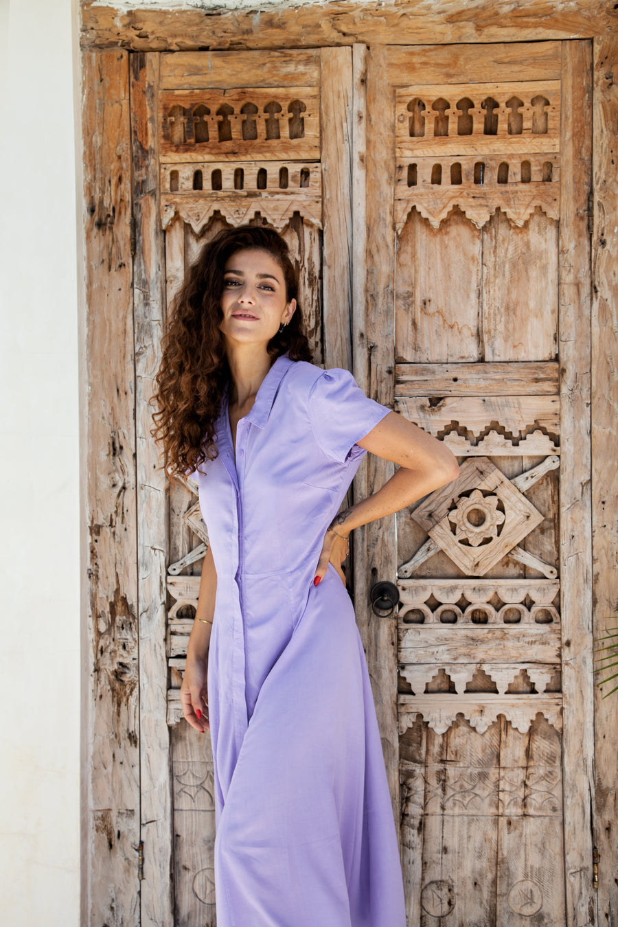 Summer Long Dress Solid Purple