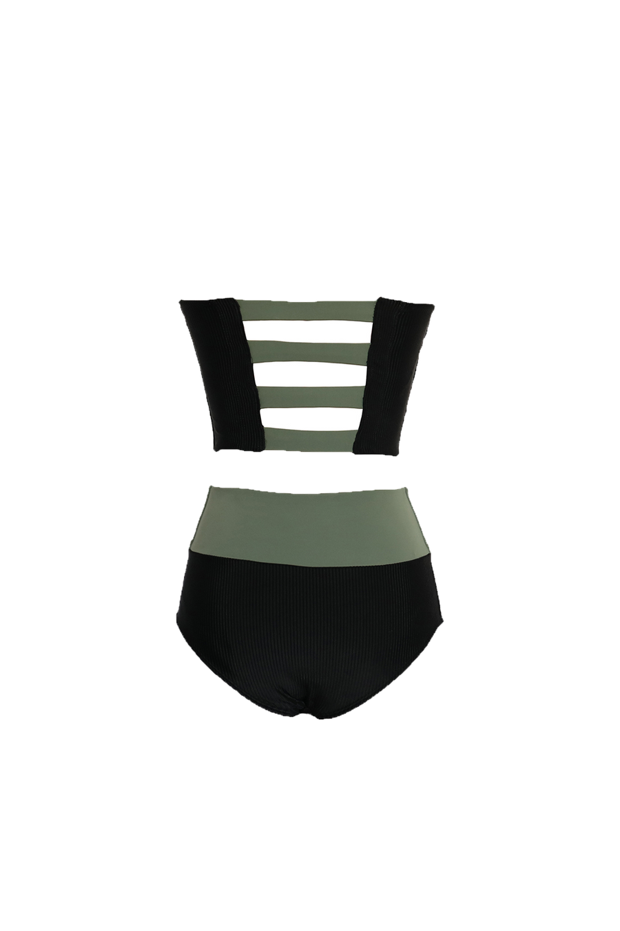 Leia Solid Two Piece (Black/Green)