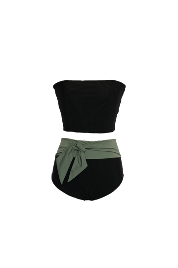 Leia Solid Two Piece (Black/Green)