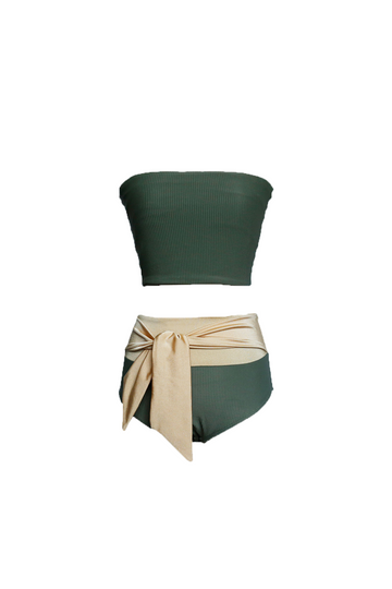 Leia Solid Two Piece - Olive Green