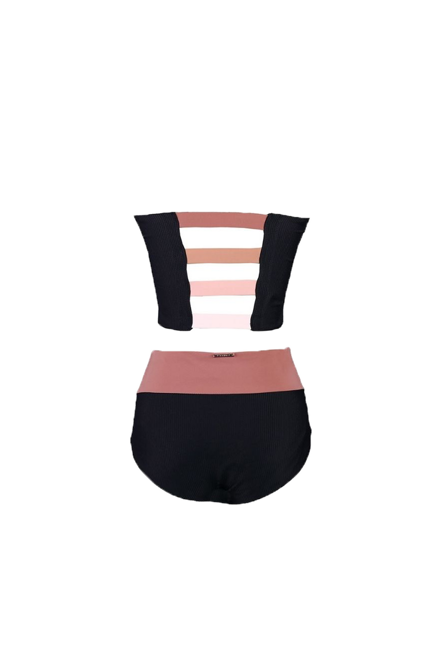 Leia Solid Two Piece - Black/Pink