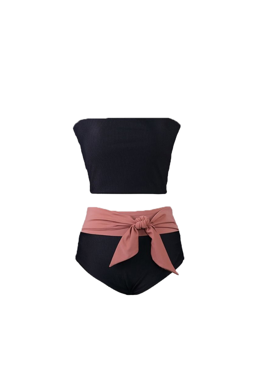 Leia Solid Two Piece - Black/Pink