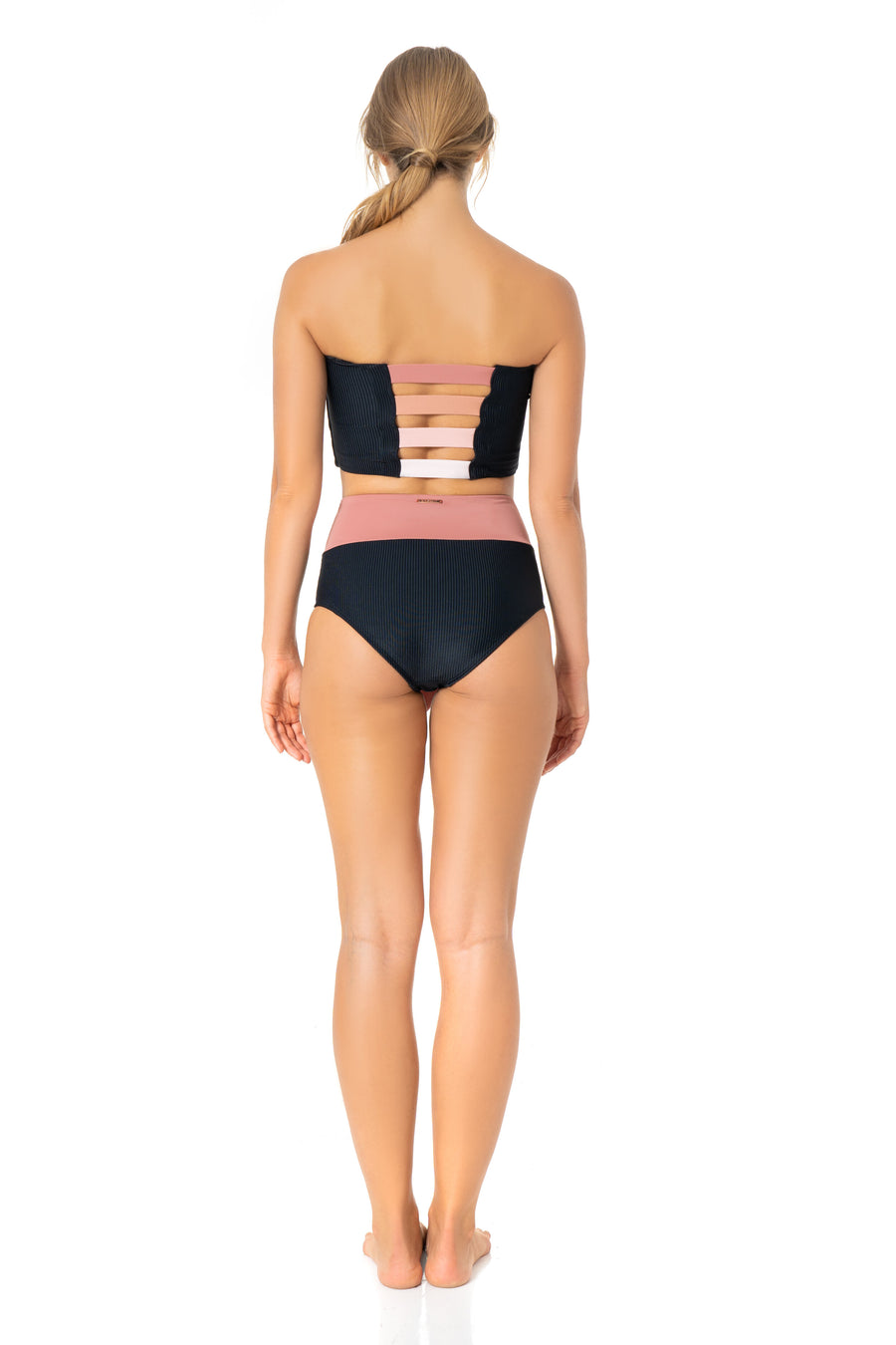 Leia Solid Two Piece - Black/Pink