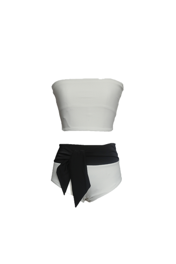 Leia Solid Two Piece - White/Black