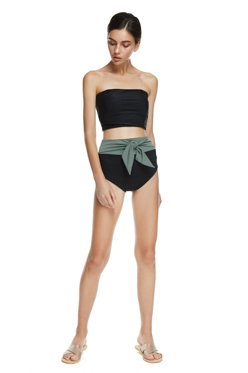 Leia Solid Two Piece (Black/Green)