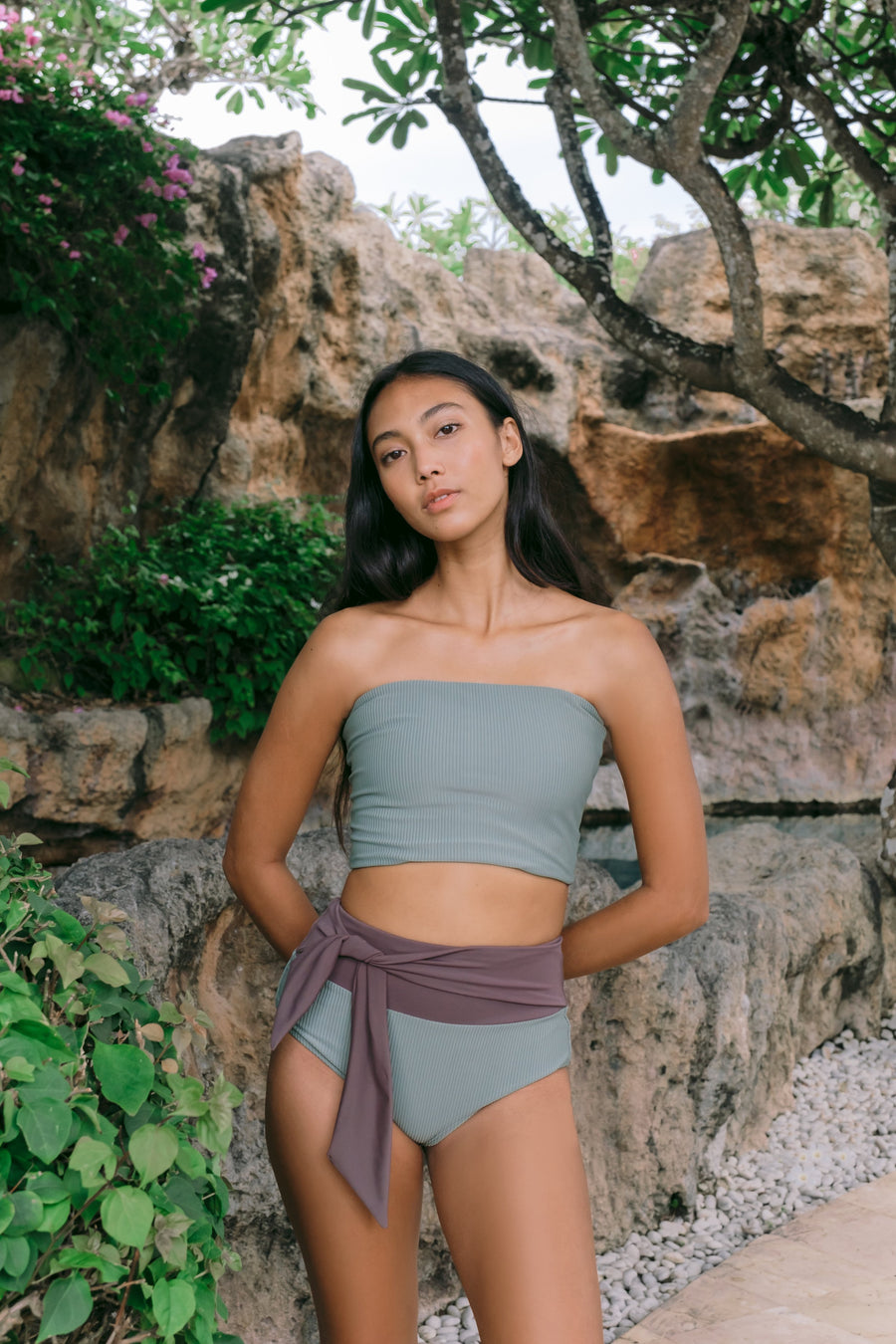 Leia Solid Two Piece - Basil