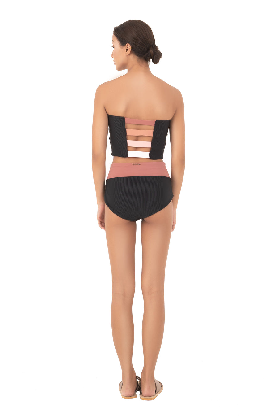 Leia Solid Two Piece - Black/Pink